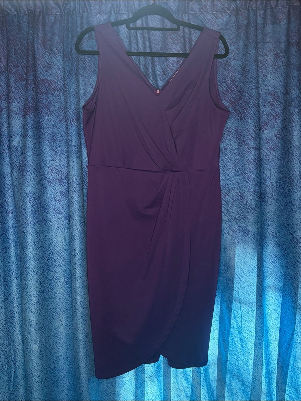 Grace Karin Purple Sleeveless Faux-Wrap Midi Dress